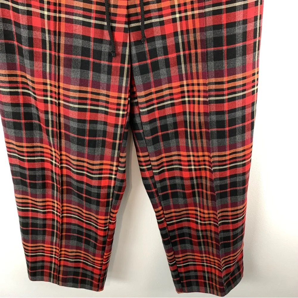 Urban Outfitters Red Plaid Pull On Cropped Pant Size Small